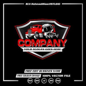 Professional Concrete Construction Logo, Cement Mixer Truck Logo, Concrete Mix Personalized Logo, Property Building Logo, House Repair Logo.