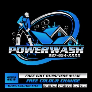 Modern Power Washing Logo: Pressure Washing, House Cleaning
