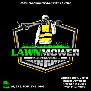Lawn Mower Logo, Zero Turn Mower Logo, Landscaping Logo, Yard Service Logo, Lawn Care Logo Design, Lawn Mowing Logo, Lawn Care Templates