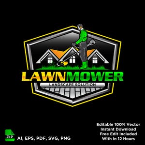 Lawn Mower Logo, Zero Turn Mower Logo, Landscaping Logo, Yard Service Logo, Lawn Care Logo Design, Lawn Mowing Logo, Lawn Care Templates