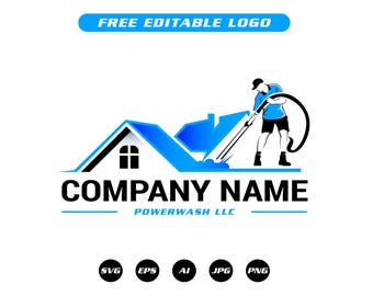 Modern logo voor hogedrukreiniging: hogedrukreiniging, huisreiniging