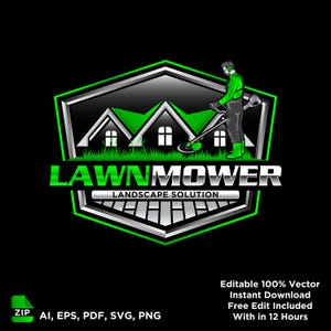 Lawn Mower Logo, Zero Turn Mower Logo, Landscaping Logo, Yard Service Logo, Lawn Care Logo Design, Lawn Mowing Logo, Lawn Care Templates