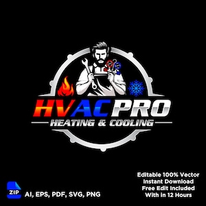 professional hvac heating and cooling company logo