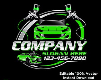 Car Paint Logo Template – Auto Detailing Business Vector (Digital Download)