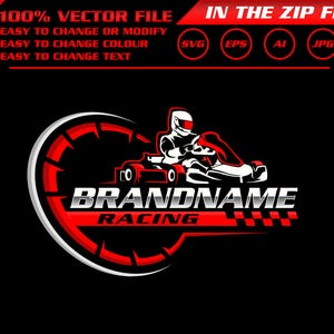 Go Kart Racer SVG: Logotipo de carreras personalizable, archivo de corte de calcomanía de vinilo