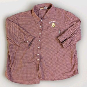 Vintage Tweety Bird Womens Plus Size 26W/28W Button Down Shirt Plaid Red Looney
