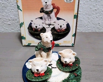 Loomco Vintage Miniature Teddy Bear Christmas Eve Tea Set So Cute Collectible