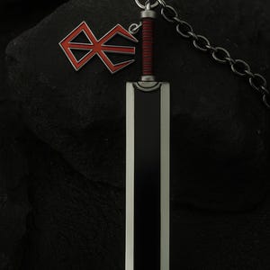 Bersrk Guts Dragonslayer Sword Keychain, Black Swordsman Anime Metal Keyring for Men Cool Cosplay Gift Dark Fantasy Manga Jewelry Key Chain