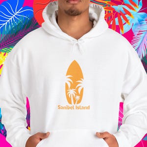 Hoodie Sweatshirt Sanibel Island Tropical Surf Beach Wear Bonfires Vacation Florida Unisex