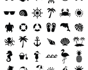 Svg estate, pacchetto svg costiero estivo, spiaggia, oceano, scarabocchio disegnato a mano, file svg, svg cricut, file di taglio estivo, vita da spiaggia, png estivo