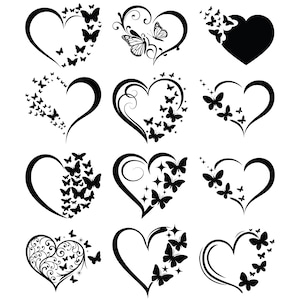 Butterfly Heart SVG Bundle Heart Svg Bundle, Heart Svg, Hand Drawn Heart svg, Open Heart Svg, Doodle Heart Svg, Sketch Heart Svg, Love Svg