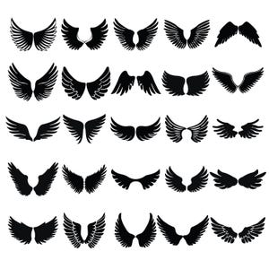 Angel Wings SVG Bundle, Angel Wings Clip Art, Wings Cut File For Silhouette, Wings PNG, Wings Shape, Angel Wings Bundle, Wings Svg