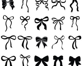 Black Bow Svg Bundle, Ribbon Bow Svg, Coquette Bow Svg, Bow Tie Svg, Ribbon Bow Clipart, Svg Files For Cricut, Instant Download, Silhouette