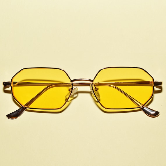 1960s Vintage Style Beatnik Mod Hexagon Gold Rim Tran… - Gem