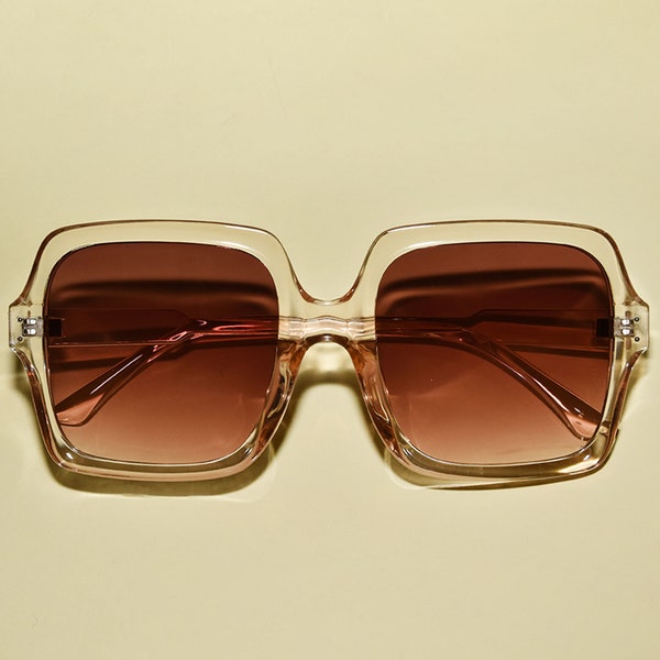 1970s Vintage DISCO Style Square Oversized Translucent Sunglasses