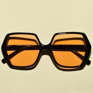 1970s Vintage Style Hexagon Square Oversized Sunglasses