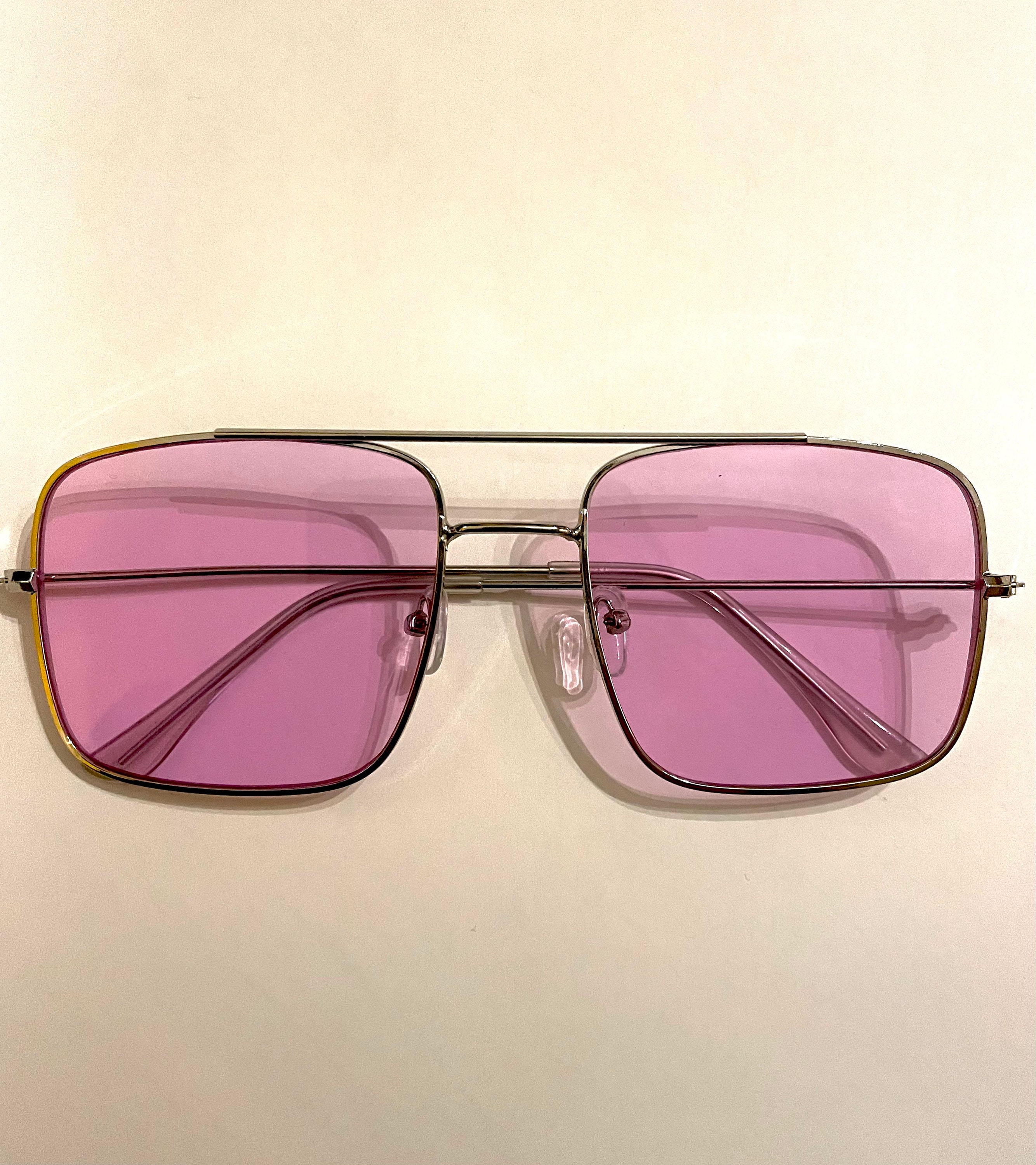 70s Retro Vintage Rectangle Sunglasses Double Bridge Aviators Polycarbonate EyeconicFinds Vintage Square 70s Flat Aviator Sunglasses  main image 2