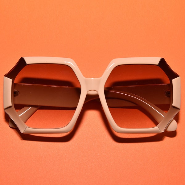 1970s Vintage Style Oversized Sharp Hexagon Oversized Sunglasses | Multiple Colors