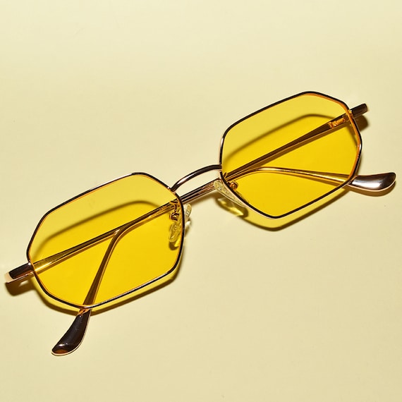 1960s Vintage Style Beatnik Mod Hexagon Gold Rim Tran… - Gem
