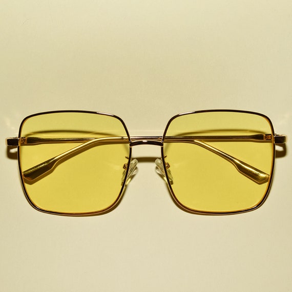 Lunettes de soleil rectangulaires jaunes