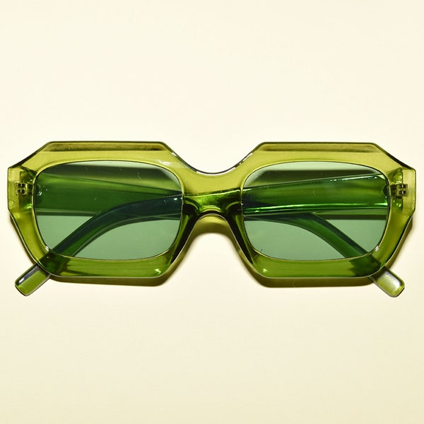 Retro Vintage Style Mod Rectangular Angled Square Sunglasses