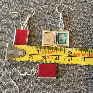 Secret Diary earrings w/ Red Mini Diary Lockets & the word Laura typed inside, influenced by Twin Peaks image 4