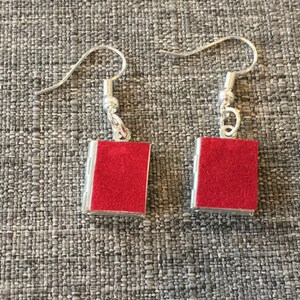 Secret Diary earrings w/ Red Mini Diary Lockets & the word Laura typed inside, influenced by Twin Peaks image 2