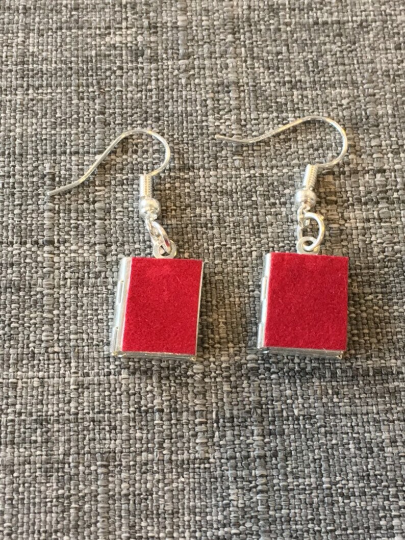 Secret Diary earrings w/ Red Mini Diary Lockets & the word Laura typed inside, influenced by Twin Peaks image 2