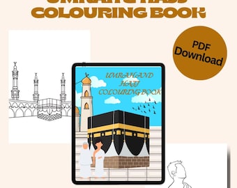 Hajj & Umrah Colouring Book | Kids Activity Book PDF | Islamic Printable Ramadan Eid Gift | Makkah Madinah Colouring Book | Instant Download