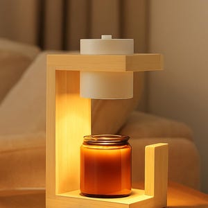 Modern Solid Wood Wax Warmer Lamp – Cozy Ambient Lighting & Flameless Scented Candle Melter for Bedroom, Living Room, Office