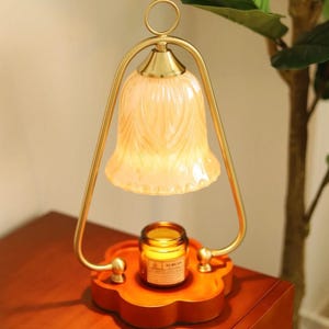 Embossed Floral Glass Wax Warmer Lamp with Adjustable Brightness | Elegant Candle Melter | Vintage Zen Home Decor | Birthday Gift