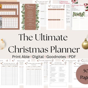 Planificador navideño definitivo 2025, organizador digital e imprimible para fiestas, planificador semanal y mensual, rastreador de regalos, kit de planificación de comidas, organizador de fiestas.