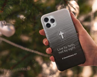 Live by Faith Not by Sight Phone Case – 2 Corinthians 5:7 Christian Phone Cover | Faith-Based Gift | Bible Verse Ocean Design | Made to Or