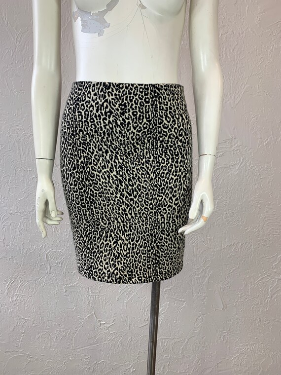 Vintage Leopard Print Knit Mini Skirt (S)