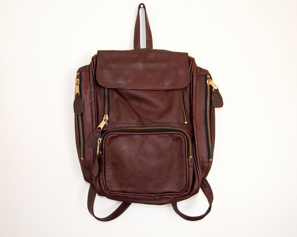 Vintage FRYE Brown Leather Backpack Etsy