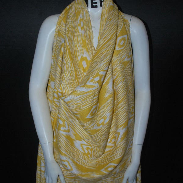 Linen 100% Natural Fiber Beautifull Ethnic Print 5oz made in europe Mustard Off White