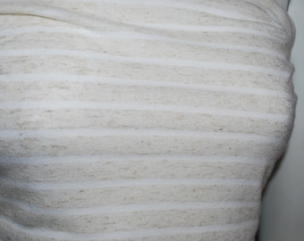 Linen Rayon Knit Jersey fabric drapey light weight semisheer summer weight jersey  7/16" natural 1/8" off white by the yard