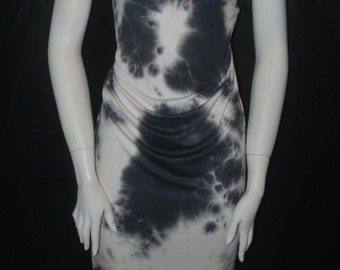 Tie-Dye Rayon Spandex Jersey Knit Fabric Beautiful Black/white large tie-dye dress weight by the yard