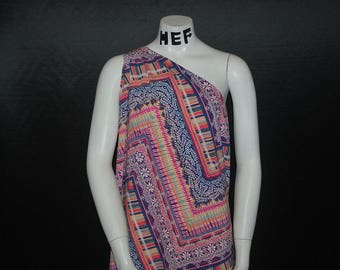 Rayon Challis Woven Fabric Natural Fiber Big Chevron Multicolor 100% Rayon