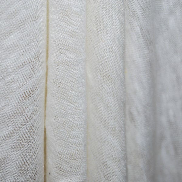 100% Linen Jersey Knit Fabric By Yard Semi Sheer highend fabric 60" Wide Natural pfd off white dyeable