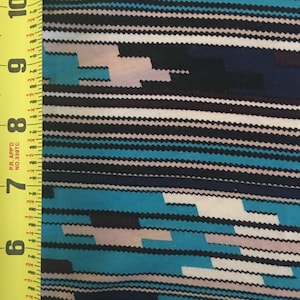 Rayon Stretch Jersey Knit Fabric Beautiful abstract digit print horizontal tribal stripes print turquoise combo multicolor