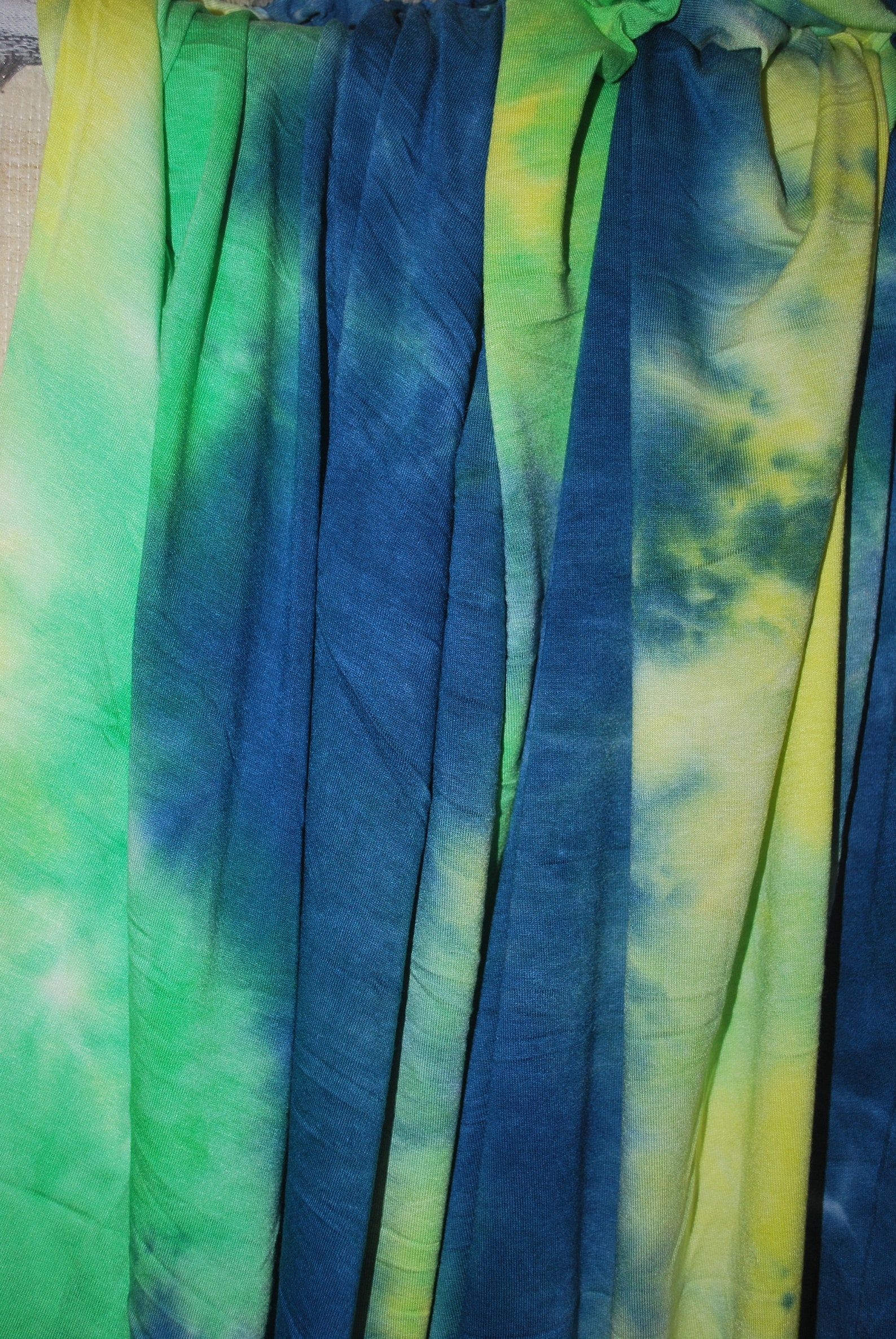 TieDye Rayon Spandex Jersey Knit Fabric Beautiful Teal Lime Etsy