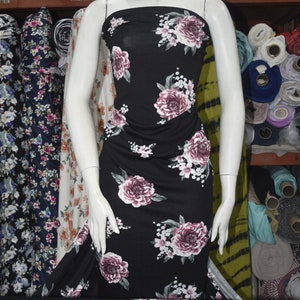 Rayon Spandex Knit Jersey Fabric Beautiful   floral Print by the yard Multicolor