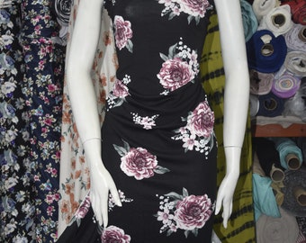 Rayon Spandex Knit Jersey Fabric Beautiful   floral Print by the yard Multicolor