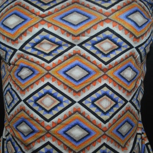 Rayon Stretch Jersey Knit Fabric Beautiful Tribal Print Orange blue combo rayon spandex 9 oz by the yard