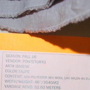 Wool poly nylon Elastano Stretch twill fabric made in italy highend fabric 46" Heavy 354GM2 by the yard Taupe image 2