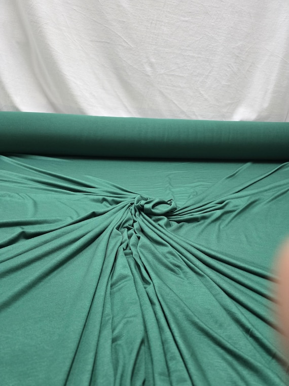 Rayon Stretch Jersey Knit Fabric Beautiful evergreen solid color summer  dress weight by the yard