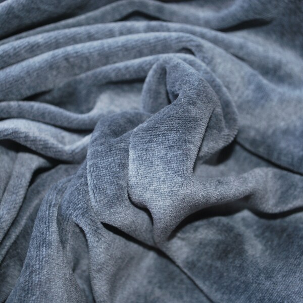 Velour cotton knit by the yard soft as butter and one way mechanically stretchy nice weight for pullovers Charcoal Gray by the yard