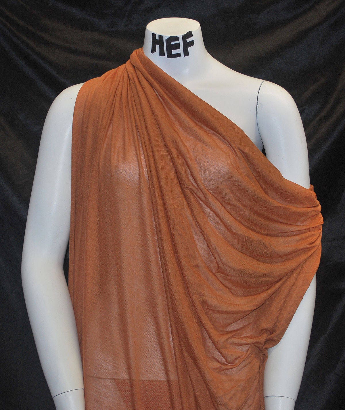 Micro Modal Silk Jersey Sheer Knit Fabric Ecofriendly natural fiber Rust color