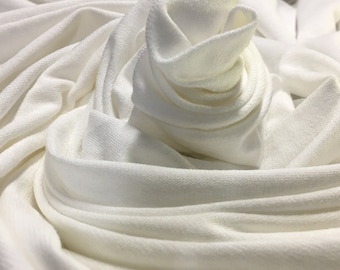 Off White Cotton Jersey Spandex  Knit Fabric Stretchy  Jersey Knit by Yard 10.5-11 oz Med/Heavy weight Dyeable